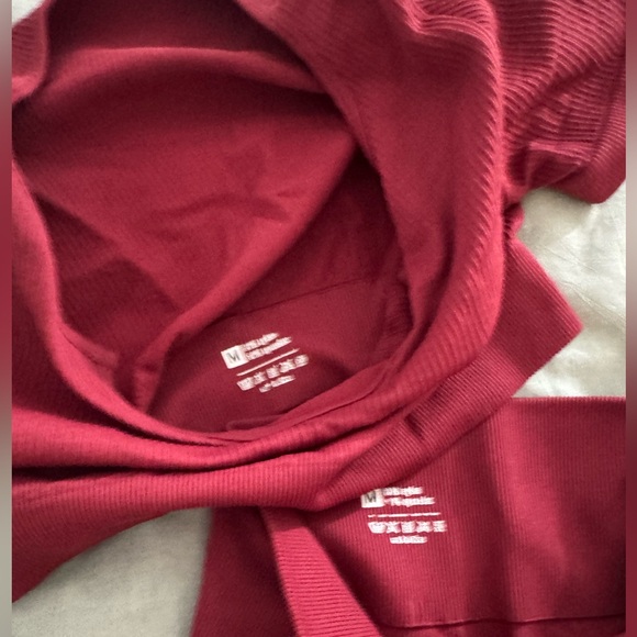 Amazon Women's Red Ribbed Two-Piece Set - Picture 3 of 3